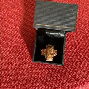 Rose-Tone Matrix Fire Opal Statement Ring - Women Jewelry